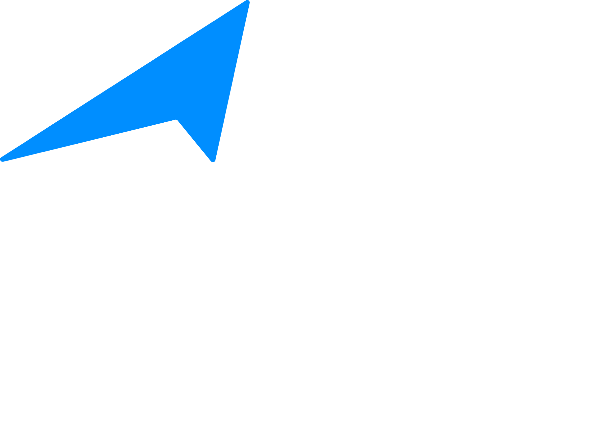 Concept identity artwork: the Jetcore directional arrow symbol in bright blue on a white field, angled upward to the right.